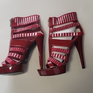 Ann Michelle Shoes, 5" Heel, Red